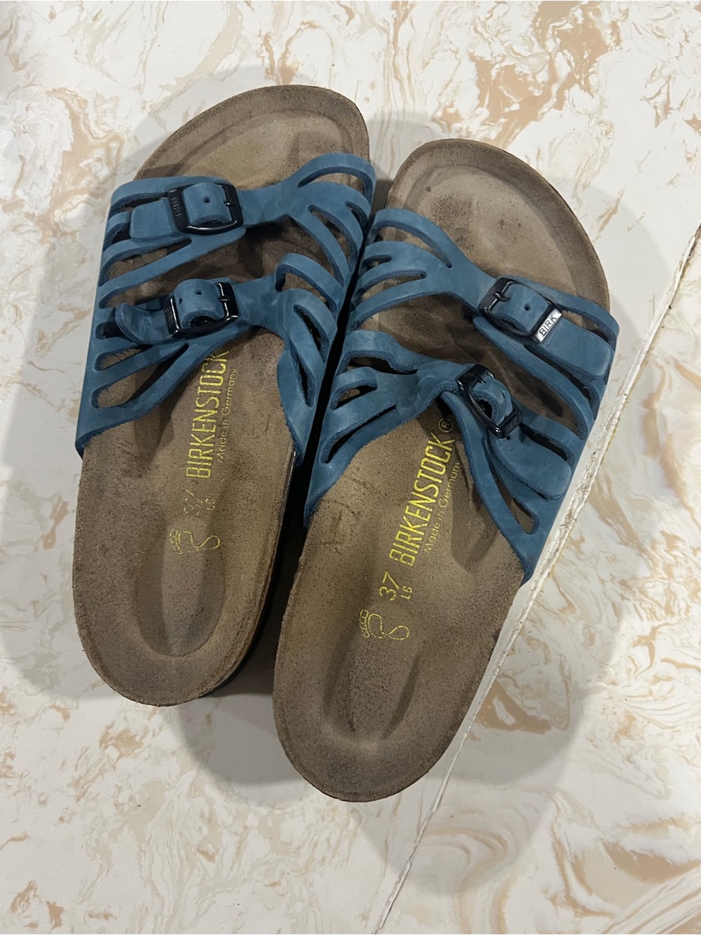 Birkenstock Women's Blue Multi-Strap Slide Sandals